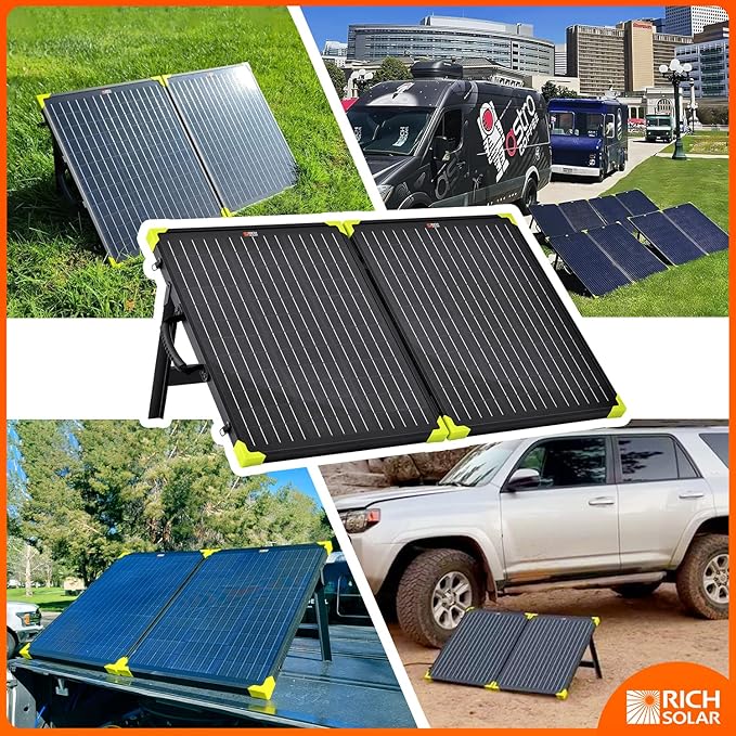 RICH SOLAR 100W Briefcase Solar Charging Kit Portable Solar Panel with 20A Charger Controller Built-in Robust Kickstand (100W+10A Controller)