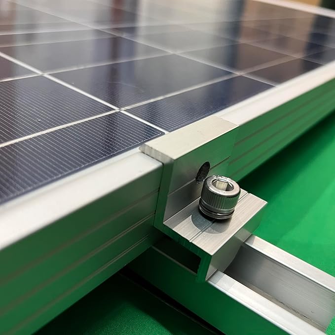 Solar Panel Mounting Brackets Roof Mount Kit Rails and Clamps Included for Thickness 1.18”-1.38”2pcs in A Row Assembly on Tin Flat and Sheet Rooftop Aluminum Alloy