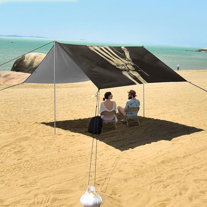 ALAZA Finger Bones with A Rose Beach Tent Sun Shelter Portable Canopy Sunshade for Outdoor Camping Picnics Backyard Fun 10x9 ft