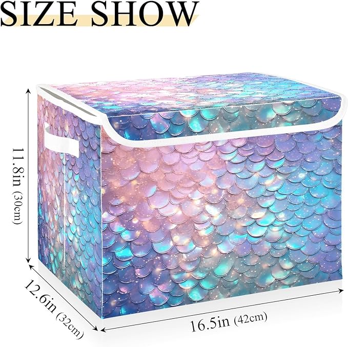 Fish Scale Gradient Glitter Decoration Sequins Blue Storage Containers with Lids Foldable Closet Organizer Lids for