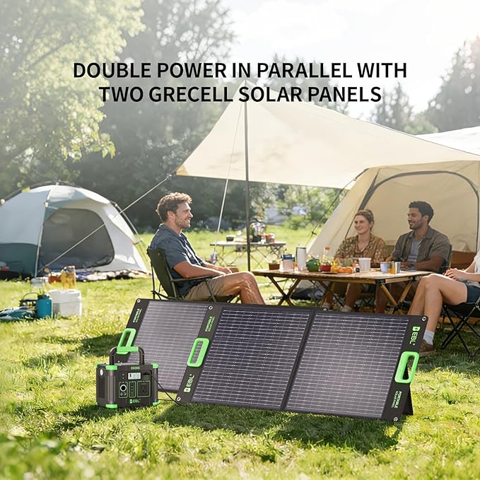 EBL 1000W Portable Power Station With 2x 100W Solar Panels 999Wh Backup Lithium Battery Pure Sine Wave AC Outlet 60W PD Fast Charge Solar Generator Set for Outdoor Emergency Camping Travel Off-grid