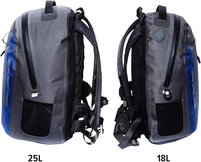 Submersipack Waterproof Backpack - Submersible Inflatable Floating TPU Coated Durable Nylon Dry Bag with Airtight Zipper for Kayak Fishing Boating Hiking Paddle Board (Deep Blue 25L)