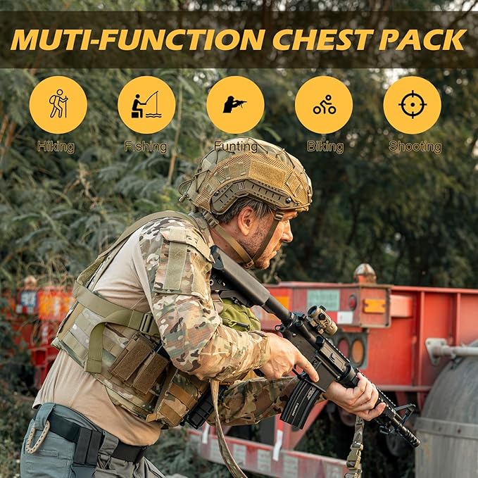 Tactical Chest Pack Bag Molle EDC Pouch Bag with CCW Compartment Adjustable Strap Workouts Fishing Hunting