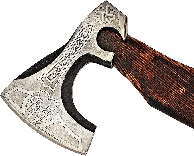 SFG - 20 Handmade Alloy Steel Axe Durable Sharp Blade Lanyard Included. Forged for Hunting Camping Kindling Chopping Firewood Branch Cutting