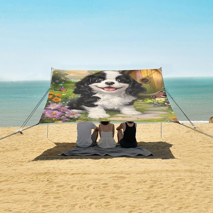 ALAZA Charles Cavalier Dog Beach Tent Sun Shelter Portable Canopy Sunshade for Outdoor Camping Picnics Backyard Fun 10x9 ft