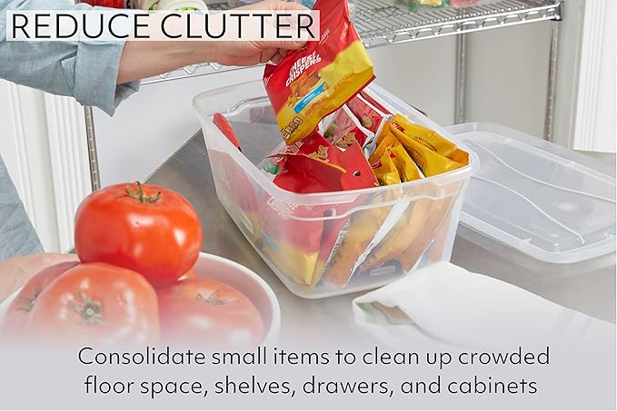 Rubbermaid Cleverstore 6 Qt Clear Storage Bins with Lids 12-Pack Stackable BPA-Free Made in USA