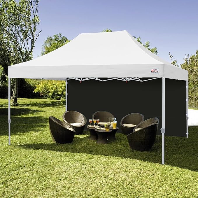 MASTERCANOPY 10x15ft Canopy SunWall Instant Canopy SideWall for Pop Up Canopy Tent Gazebos UV Protection Sidewall Only Spliceable (1 Pack Black)
