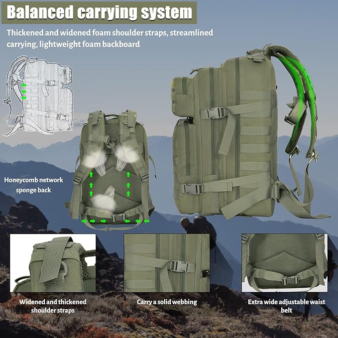 Createy 45L Military Tactical Backpack Large 3 Day Assault Pack Molle Bag Rucksack Bug Out Bag for Camping Hunting Hiking
