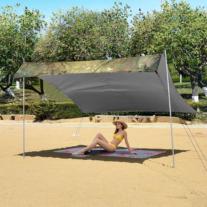 ALAZA Salamander Woods Beach Tent Sun Shelter Portable Canopy Sunshade for Outdoor Camping Picnics Backyard Fun 10x9 ft