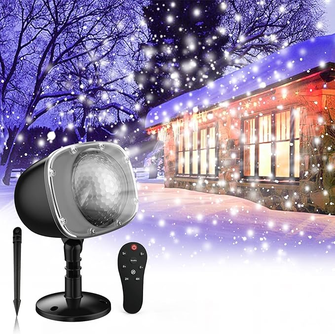 Christmas Snowfall Light Projector Holiday Projector Lights with Remote ControlRotating Snow Falling LightsOutdoor Waterproof Landscape Decorative Lighting for Halloween Wedding Garden（Snow Spots）