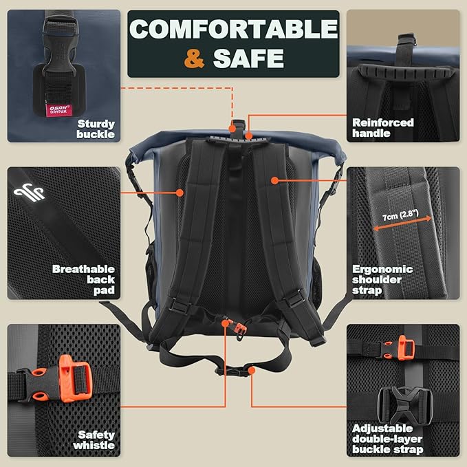 OSAH DRYPAK Waterproof Backpack Dry Bag 35L/55L/85L – Heavy Duty Roll-Top Hiking Backpack Sack Keeps Gear Dry for Travel Kayaking Boating Camping Rafting and Fishing