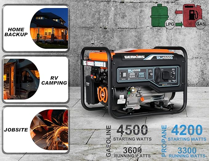 4500 Watt Dual Fuel Generator Propane &amp Gas