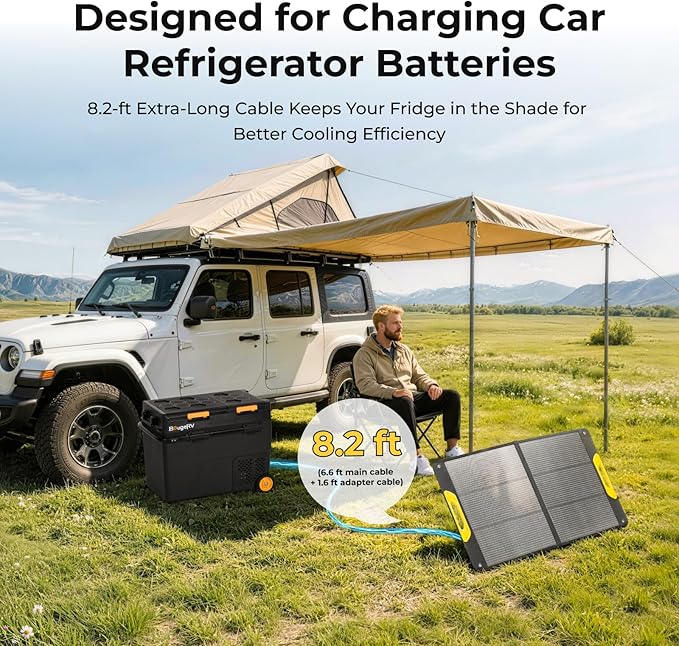 BougeRV 100W Portable Solar Panel Fiberglass Solar Charger Up to 25% Conversion Hight Efficiency N-Type Foldable Solar Panel IP65 Water Resistant for Camping RV Van Boat Hiking &amp Off-Grid