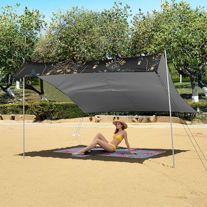 ALAZA Dousan Cat Pattern Beach Tent Sun Shelter Portable Canopy Sunshade for Outdoor Camping Picnics Backyard Fun 10x9 ft