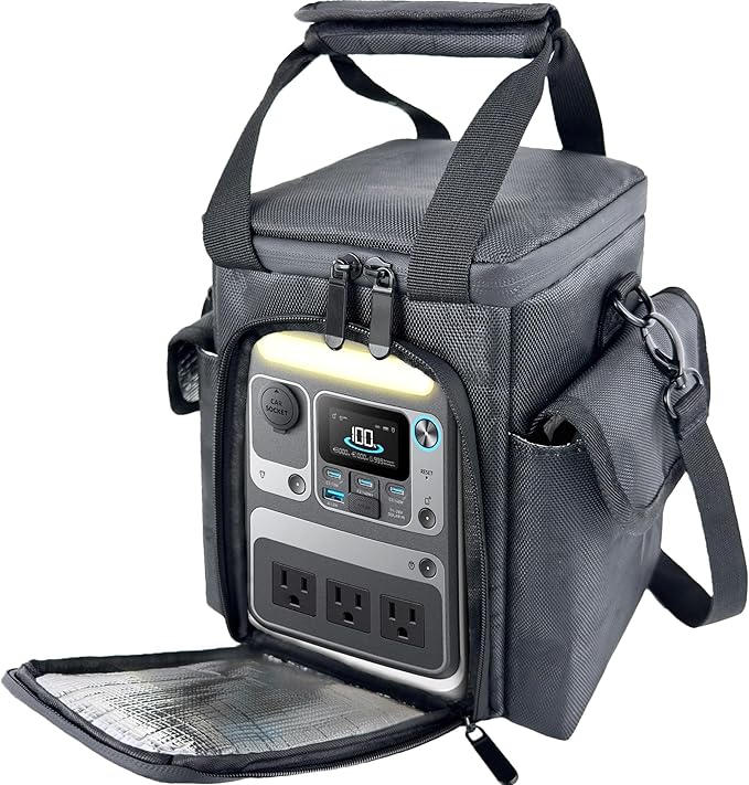 Waterproof Travel Bag Compatible with Anker SOLIX C300 Portable Power Station Outdoor 288Wh LiFePO4 BatteryPower Bank Station Storage Case Cover with Two Pockets and Adjustable Strap