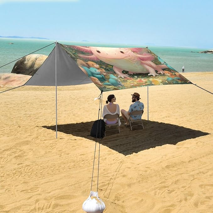 ALAZA Salamander Woods Beach Tent Sun Shelter Portable Canopy Sunshade for Outdoor Camping Picnics Backyard Fun 10x9 ft