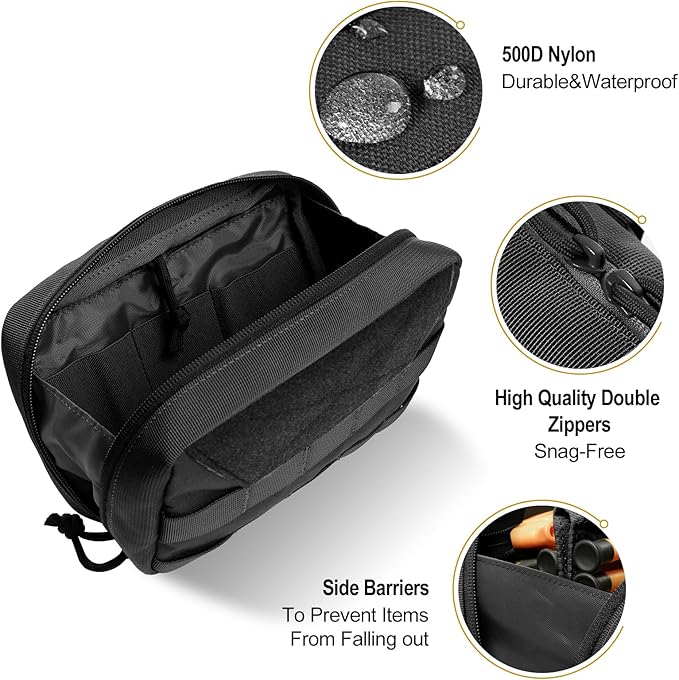 OneTigris Tactical Molle PouchesLarge Admin Pouch Utility Tool Pouch Multi-Purpose Molle Accessories Waist Belt Pouch Bag 8 x 5 x 2.5