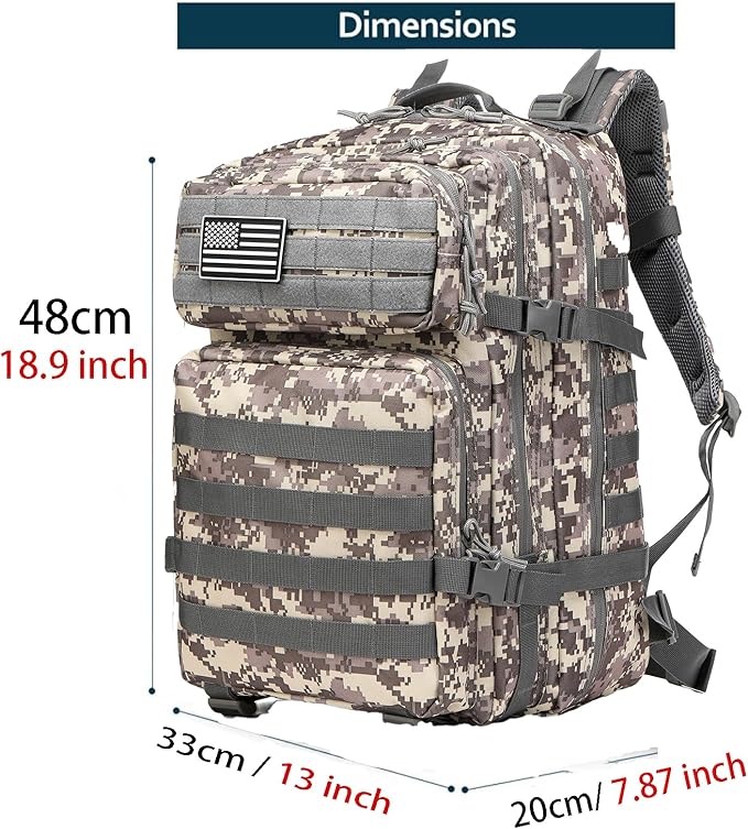50L Sturdy Waterproof Fishing Hunting Bag Outdoor Military Tactical Sports Fitness Camping Hiking GYM Bag Backpacks (ACU)