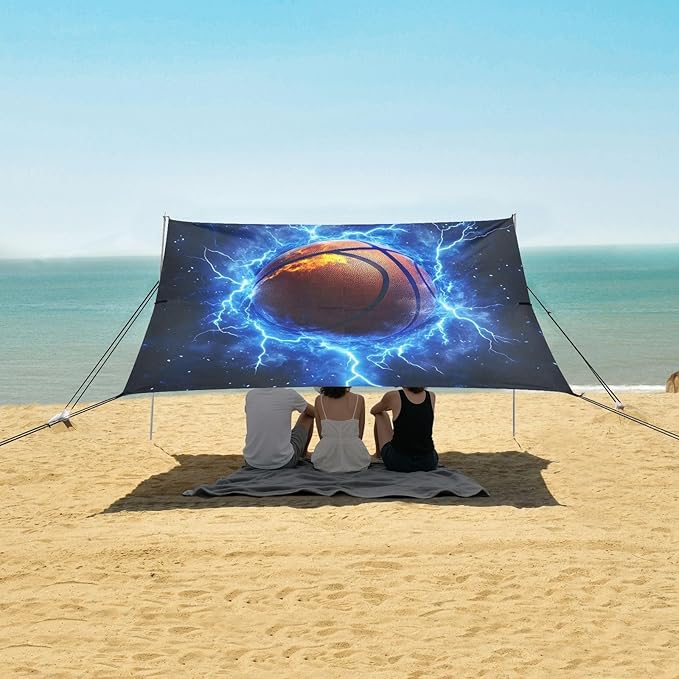 ALAZA Lightning Basketball Beach Tent Sun Shelter Portable Canopy Sunshade for Outdoor Camping Picnics Backyard Fun 10x9 ft