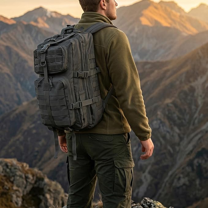 Military Tactical Backpack for Men Tactical Laptop Backpack with Molle Waterproof Army 3 Days Assault Pack &amp Bug Out Bag for Hiking (09-Gray)