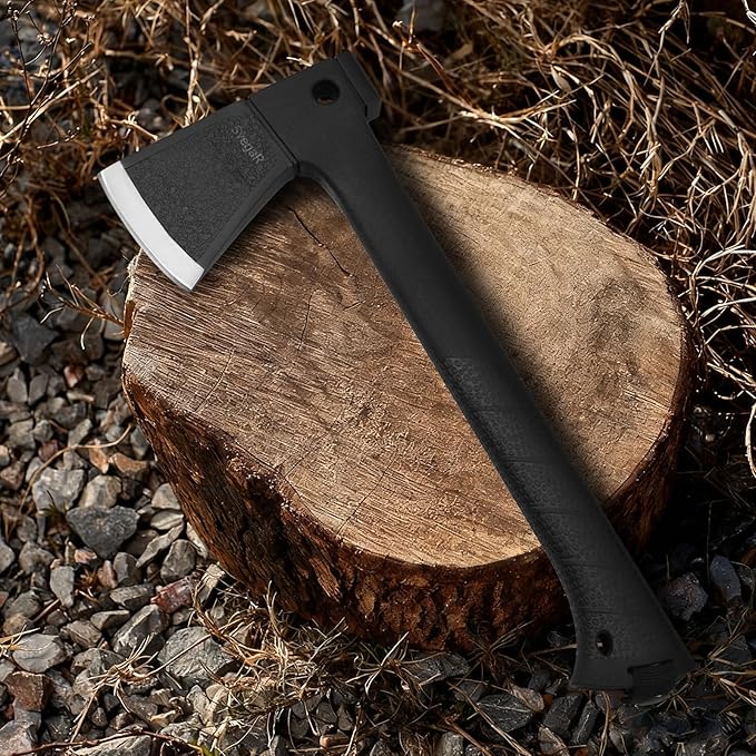 Camping Axe and Hatchet Multi-Tool – 14 Survival Outdoor Axe Includes Handsaw Fire Starter Sheath Fishing Kit &amp Whistle – Compact Tool for Camping Hiking &amp Bushcraft