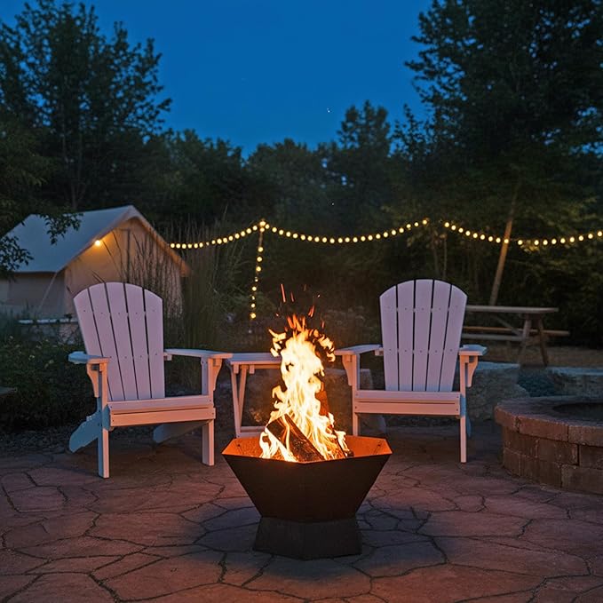 Sunnydaze Rustic Affinity 24-Inch Fire Pit - Outdoor Wood-Burning Fire Pit with Oxidized Finish - Hexagon-Shaped