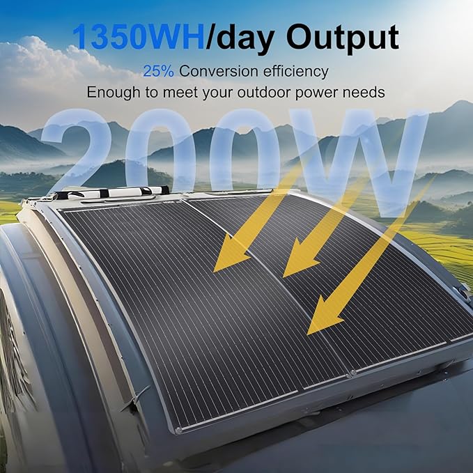 200W Flexible Solar Panel Kit Lightweight Monocrystalline Ultra-Flexible Bendable Mono Off-Grid Charger with 30A Charge Controlle for 12-24V Battery Charging Car Battery Camping Stuff (2 * 100W)