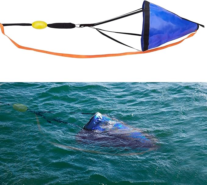 Drift Sock for Fishing Boat Sea Anchor Drift Control Bag for Kayak Canoe Pontoon &amp Trolling Boats - Water Brake Parachute with Harness Buoy Ball Rope Float &amp Dump Line (35'' for 16-20ft Boa