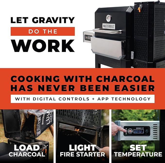 Masterbuilt® Gravity Series® 800 Smoker Grill - Charcoal Grill plus Griddle Insert Digital Control App Connectivity 800 Cooking Square Inches in Black Model MB20040221