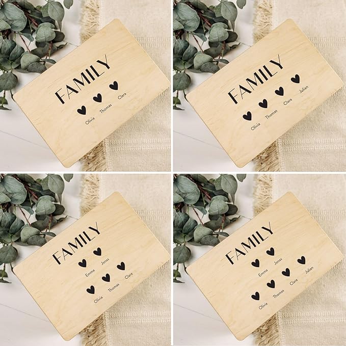 Creative Deco Personalized Wooden Storage Box Family Memory Box | 11.8x7.87x5.51in (+-0.5) | Multiple Choice | Hinged Lid Handles Engraving | Gift Box | Rough UNSANDED Keepsake Souvenir Chest