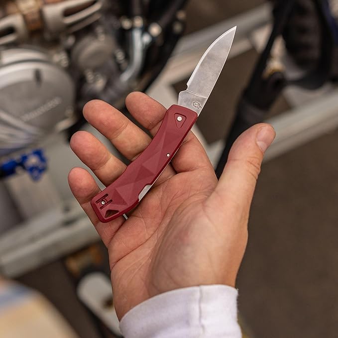 Gerber Gear LST Ultra - Lightweight EDC Knife - Survival Tactical Tool for Hiking Camping &amp Outdoor - Compact Folding Pocket Knife - Stainless Steel Blade - Made in USA - Red