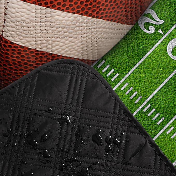 Outdoor Picnic Blanket Portable Ultrasonic Waterproof Picnic Mat Football Printed Camping Beach Mat for Sand and Wet Grass Hiking (Football L)