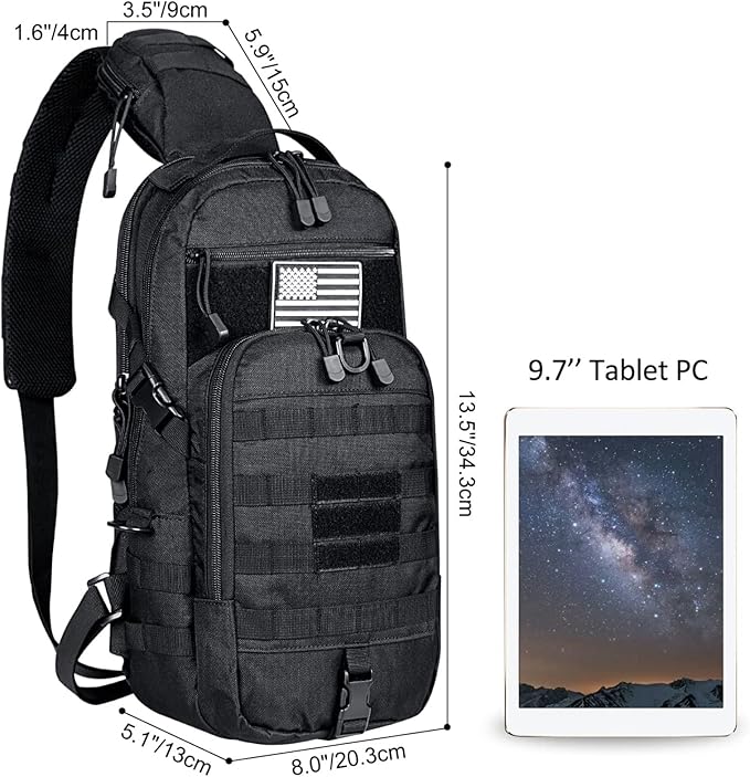G4Free EDC Bag Tactical Sling Bag Backpack Molle Chest Shoulder Assault Pack Rectangular Outdoor Daypack