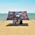 ALAZA Wolf with Flower Beach Tent Sun Shelter Portable Canopy Sunshade for Outdoor Camping Picnics Backyard Fun 10x9 ft