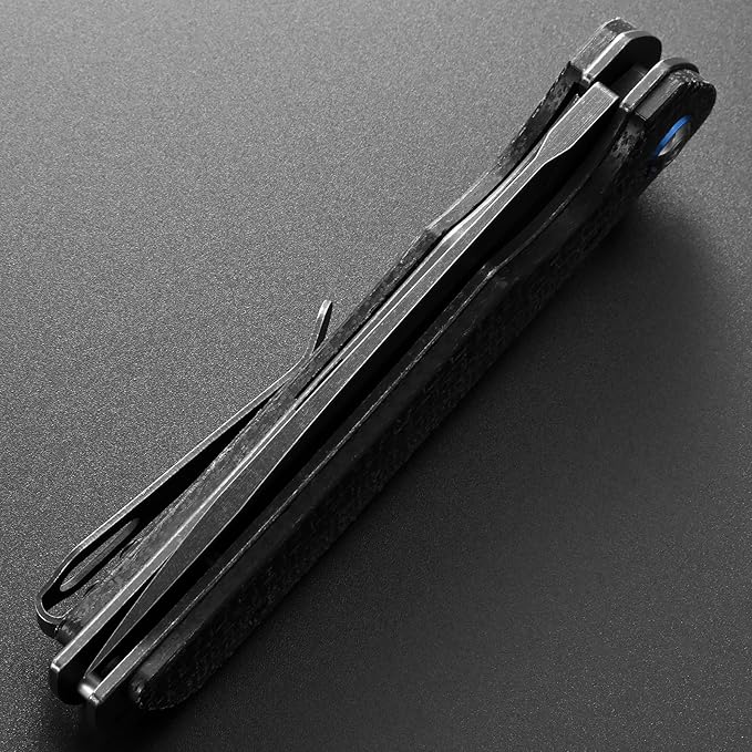 Eafengrow EF973 Folding Knife D2 Steel Blade Micarta Handle Scale Pocket Knife Folder for Working Camping Hiking EDC Tool Knife(black)