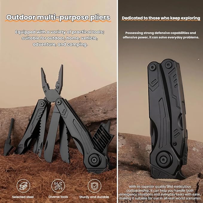 Multi Tool 10-in-1 Full-Size Lightweight EDC Camping Knives &amp Tools Tactical Gear Mens Gifts Ideas Gifts for Hunters Men who have Everything (4-Piece Set）