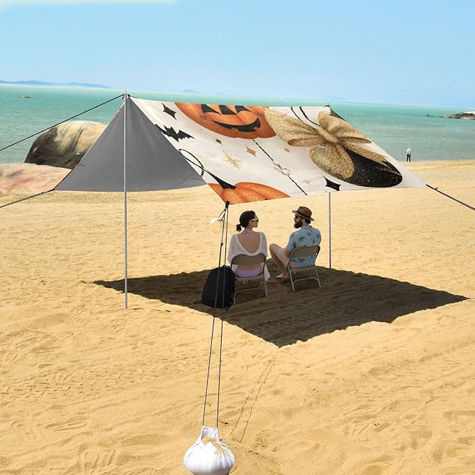 ALAZA Pumpkin Pattern Beach Tent Sun Shelter Portable Canopy Sunshade for Outdoor Camping Picnics Backyard Fun 10x9 ft