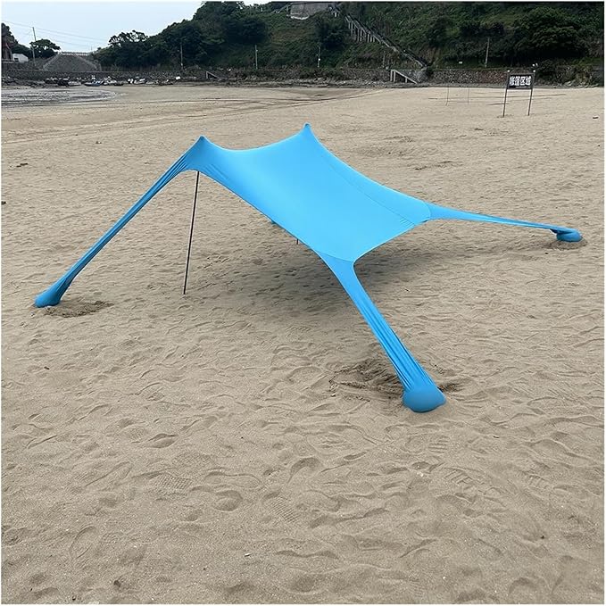 Outdoor Travel Outdoor Beach Tent Sun Shelter Camping Shades Tents Windproof One-Piece Beach Canopy Tents UPF50+ Portable Family Tent Suitable for Outdoor Family Camping Fishing(Blue)