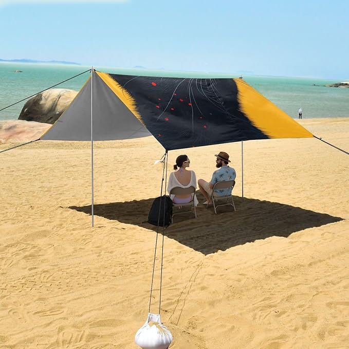 ALAZA Cute Black Cat Beach Tent Sun Shelter Portable Canopy Sunshade for Outdoor Camping Picnics Backyard Fun 10x9 ft