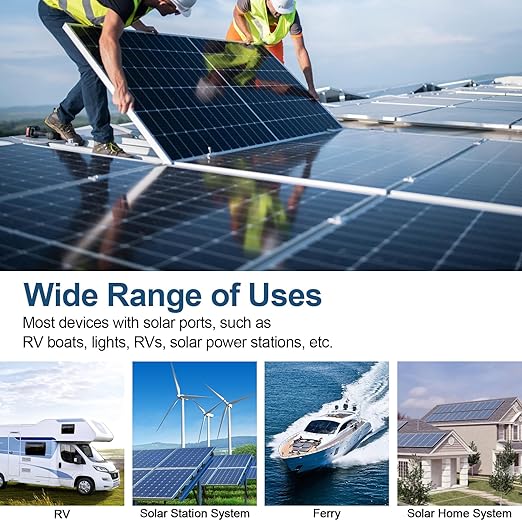 10FT 8AWG (10mm²) Solar Extension Cables 1500V Tinned Copper Solar Cable with Hard PPO Plastic 1.5KV 70A IP68 PV Male and Female Connectors(10FT)