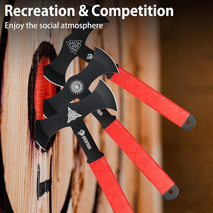 NedFoss Throwing Axes 6 Pack Throwing Axes and Tomahawks Set with Axe Sheath for Competiton and Recreation