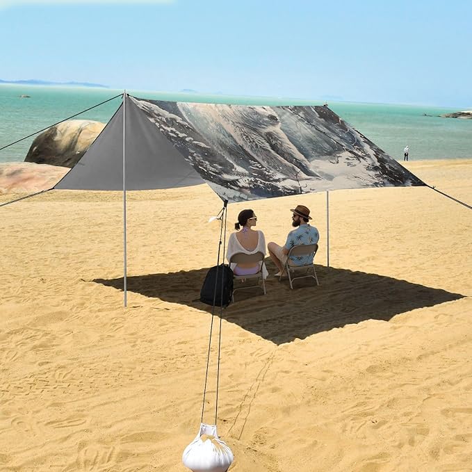 ALAZA Snowy Forest Scen Bear Beach Tent Sun Shelter Portable Canopy Sunshade for Outdoor Camping Picnics Backyard Fun 10x9 ft