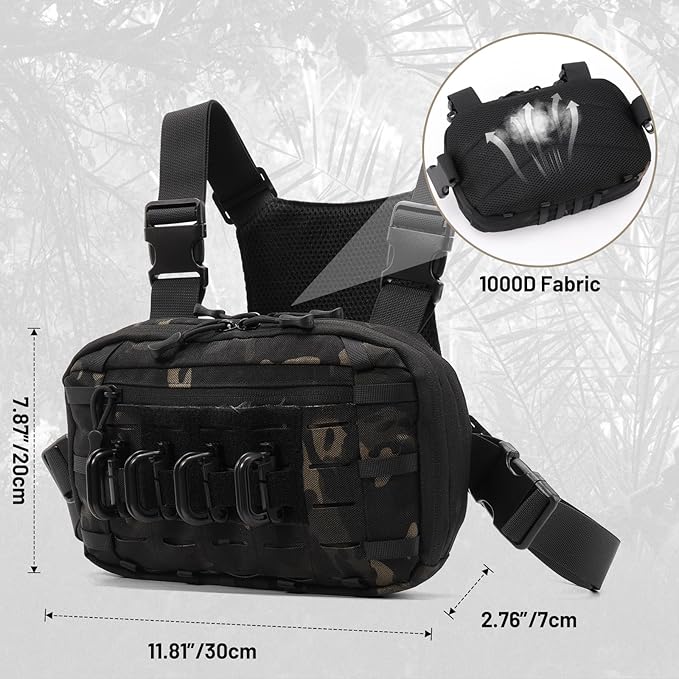 Tactical EDC Chest Bag Utility Molle Chest Rig Pouch with CCW Compartment Adjustable Strap Outdoor Chest Pack
