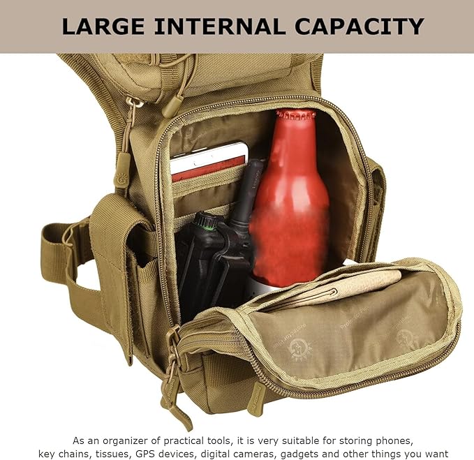 Tactical Drop Leg Bag for Men Women Military Thigh Pouch Outdoor Motorcycle Riding Hiking Waist Fanny Pack Travel Bag(Brown)