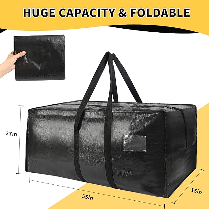 Heavy Duty Extra Large Moving Bags96 Gallon Jumbo Packing BagsHuge Moving Storage Bags with Strong Zippers &amp Carrying HandlesReusable Big Moving Storage Bags for College Dorm Travel 1Pack