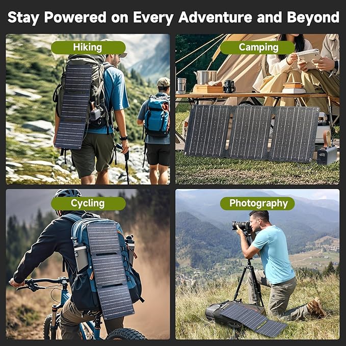 ALLPOWERS 21W 5V Foldable Solar Panel Charger SP001 Solar Charging Kit with 5V USB-A and USB-C Charging IP67 Waterproof Portable Solar Panel for Smartphone Tablets Outdoor Camping Hiking