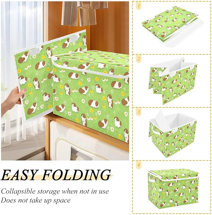 Storage Box Guinea Pigs Closet Storage Bins with Lids Foldable Oxford Fabric Storage Box for Home Bedroom Closet Office (16.5x12.6x11.8 in)