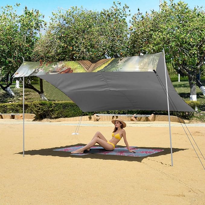 ALAZA Charles Cavalier Dog Puppy Beach Tent Sun Shelter UPF50+ Protection Beach Shade Canopy w/ 4 Sandbags for Outdoor Camping Fishing Backyard Fun Picnic 10x9 ft