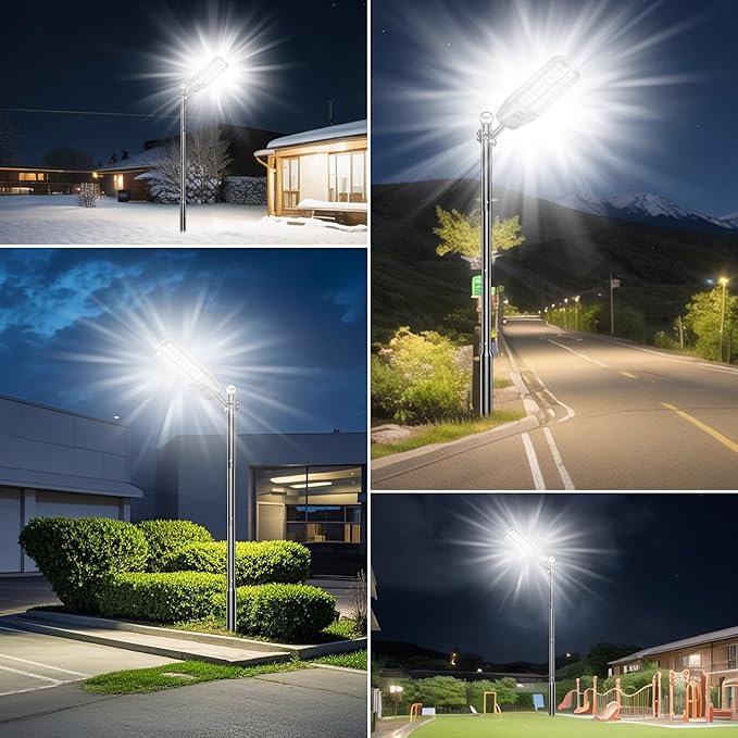 9500W Solar Street Light Outdoor Waterproof 250000LM Large Commercial Light Solar Powered Dusk to Dawn LED Security Flood Lights with Remote/Motion Sensor IP67 for Parking Lot/Garden/Yard