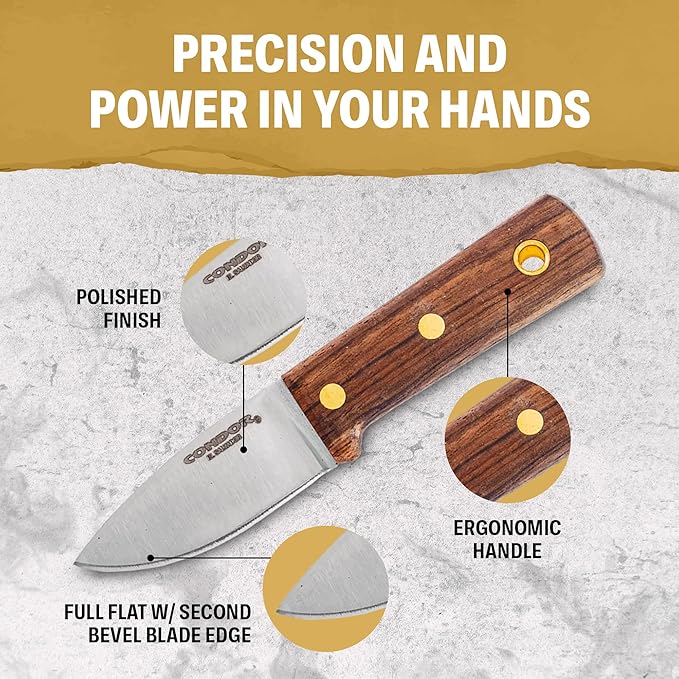 Condor Tool &amp Knife Compact Kephart Knife - 1095 High-Carbon Steel Blade - Ergonomic Walnut Handle - Premium Handcrafted Leather Sheath - Ideal for Survival Camping and Outdoor Adventures